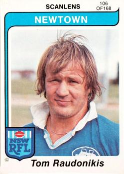 1980 Scanlens #106 Tommy Raudonikis Front